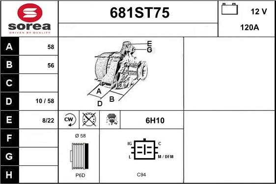 STARTCAR 681ST75 - Alternator autospares.lv