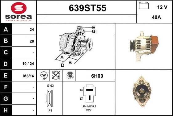 STARTCAR 639ST55 - Alternator autospares.lv