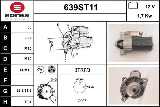 STARTCAR 639ST11 - Starter autospares.lv