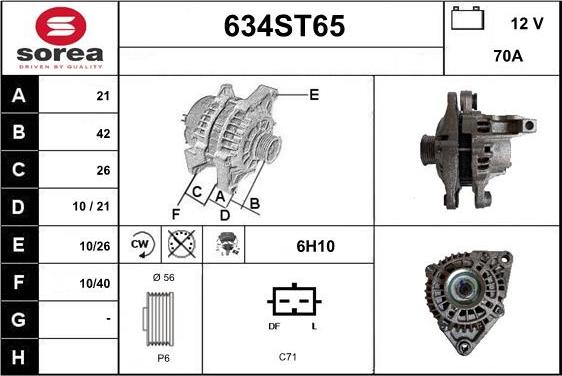 STARTCAR 634ST65 - Alternator autospares.lv