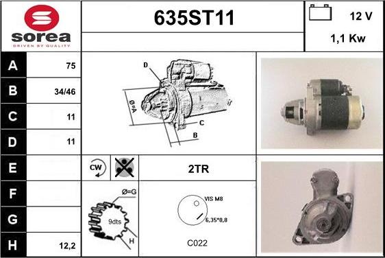 STARTCAR 635ST11 - Starter autospares.lv