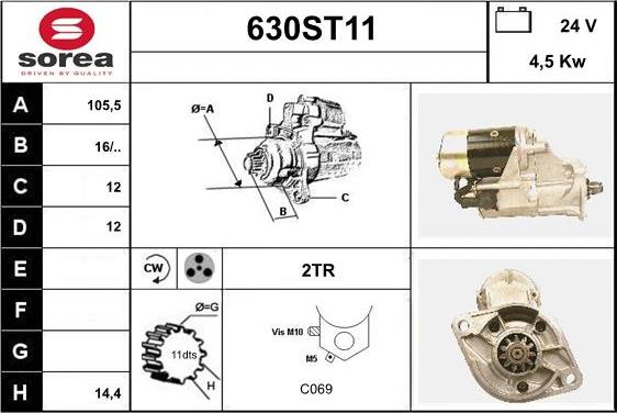 STARTCAR 630ST11 - Starter autospares.lv