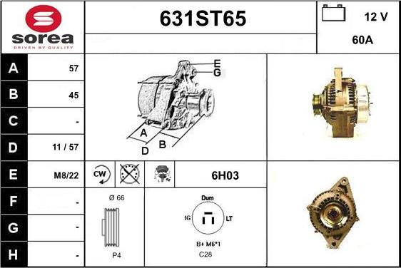 STARTCAR 631ST65 - Alternator autospares.lv