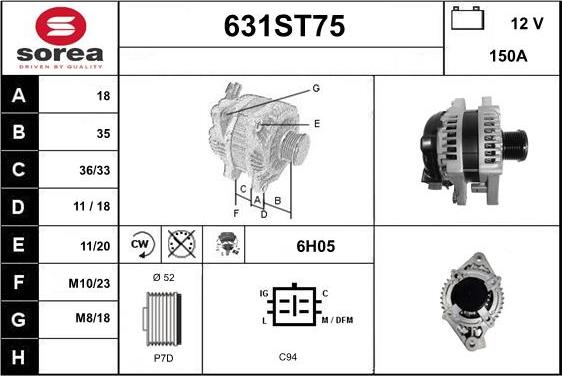 STARTCAR 631ST75 - Alternator autospares.lv