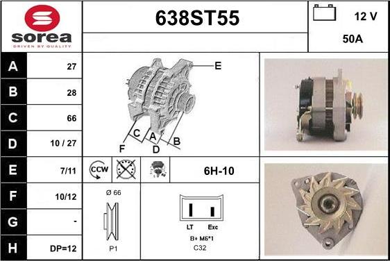 STARTCAR 638ST55 - Alternator autospares.lv