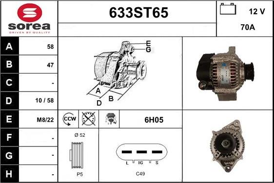 STARTCAR 633ST65 - Alternator autospares.lv