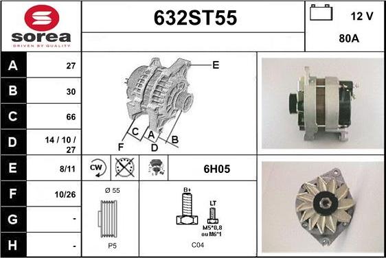 STARTCAR 632ST55 - Alternator autospares.lv