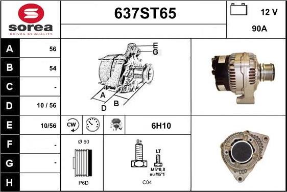 STARTCAR 637ST65 - Alternator autospares.lv