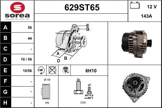 STARTCAR 629ST65 - Alternator autospares.lv