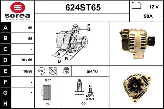 STARTCAR 624ST65 - Alternator autospares.lv