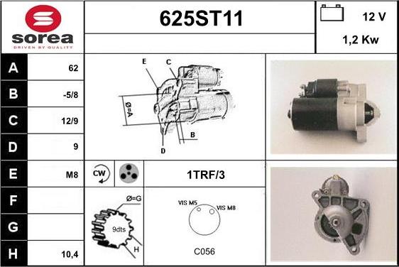 STARTCAR 625ST11 - Starter autospares.lv