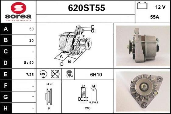 STARTCAR 620ST55 - Alternator autospares.lv