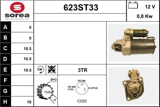 STARTCAR 623ST33 - Starter autospares.lv