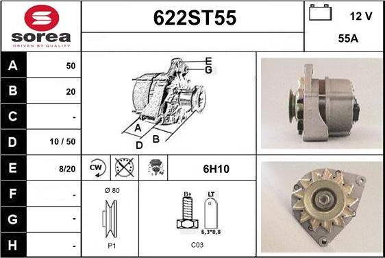 STARTCAR 622ST55 - Alternator autospares.lv