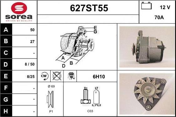 STARTCAR 627ST55 - Alternator autospares.lv