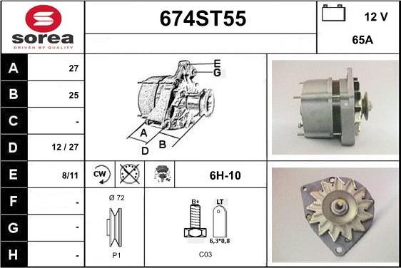 STARTCAR 674ST55 - Alternator autospares.lv