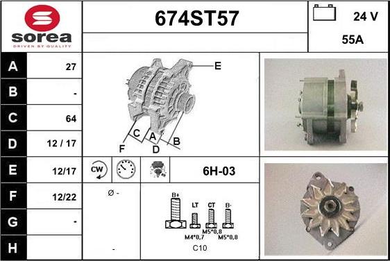 STARTCAR 674ST57 - Alternator autospares.lv