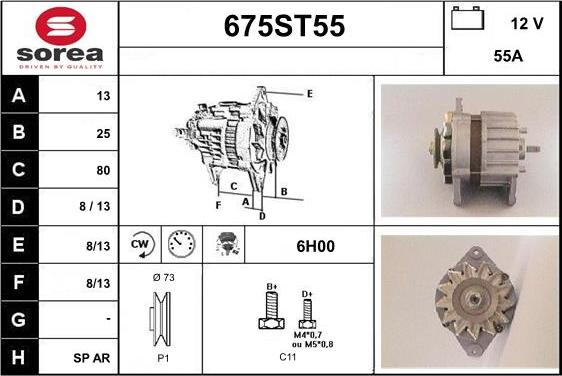 STARTCAR 675ST55 - Alternator autospares.lv