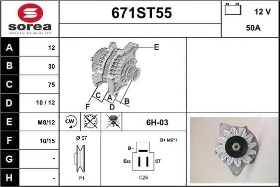 STARTCAR 671ST55 - Alternator autospares.lv