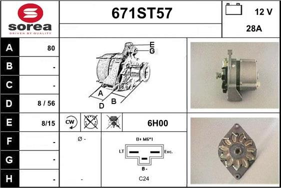 STARTCAR 671ST57 - Alternator autospares.lv