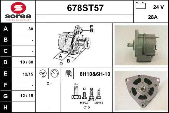 STARTCAR 678ST57 - Alternator autospares.lv