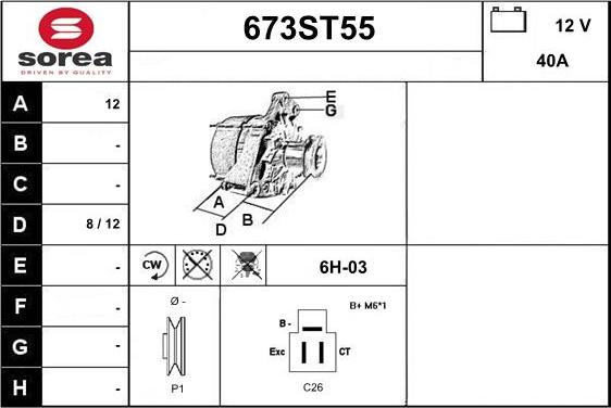 STARTCAR 673ST55 - Alternator autospares.lv