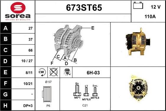 STARTCAR 673ST65 - Alternator autospares.lv