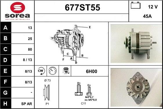 STARTCAR 677ST55 - Alternator autospares.lv