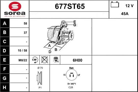 STARTCAR 677ST65 - Alternator autospares.lv