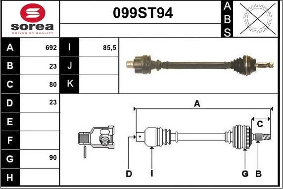 STARTCAR 099ST94 - Drive Shaft autospares.lv