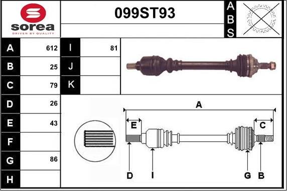 STARTCAR 099ST93 - Drive Shaft autospares.lv