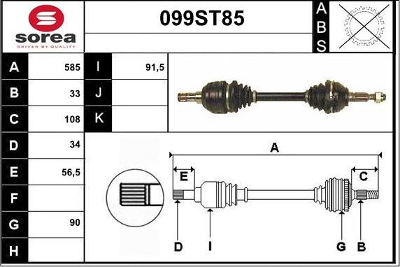 STARTCAR 099ST85 - Drive Shaft autospares.lv