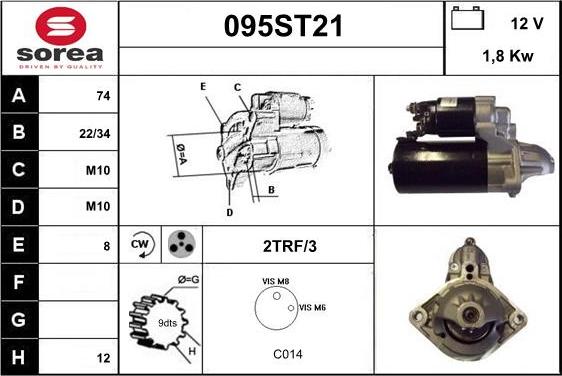 STARTCAR 095ST21 - Starter autospares.lv