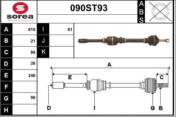 STARTCAR 090ST93 - Drive Shaft autospares.lv