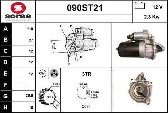 STARTCAR 090ST21 - Starter autospares.lv