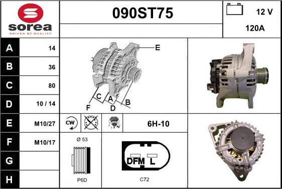 STARTCAR 090ST75 - Alternator autospares.lv