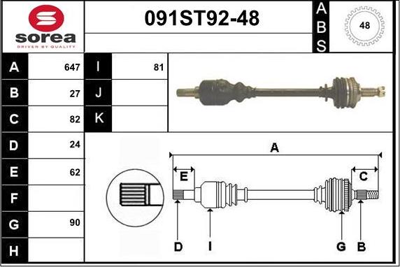 STARTCAR 091ST92-48 - Drive Shaft autospares.lv