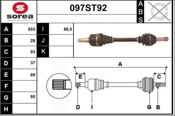 STARTCAR 097ST92 - Drive Shaft autospares.lv