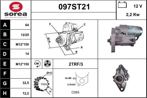 STARTCAR 097ST21 - Starter autospares.lv