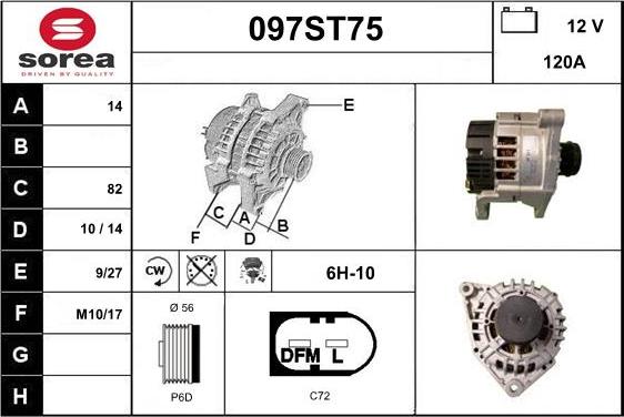 STARTCAR 097ST75 - Alternator autospares.lv