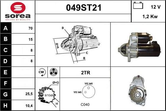 STARTCAR 049ST21 - Starter autospares.lv