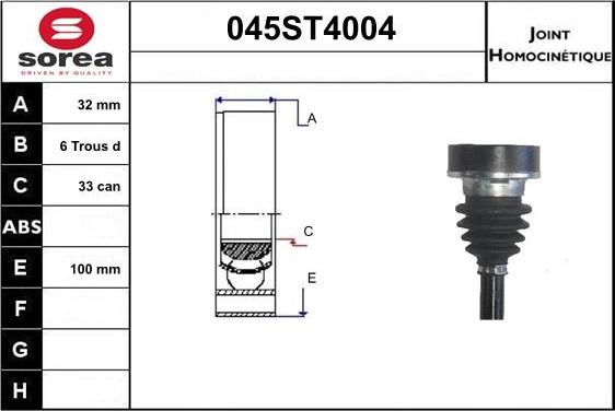 STARTCAR 045ST4004 - Joint Kit, drive shaft autospares.lv