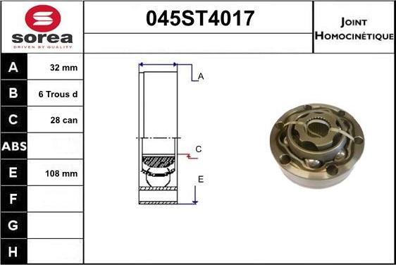 STARTCAR 045ST4017 - Joint Kit, drive shaft autospares.lv