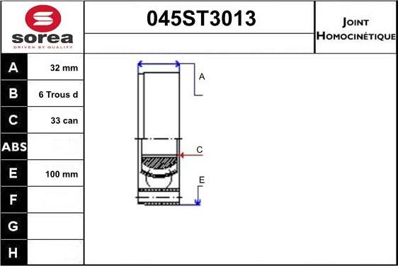 STARTCAR 045ST3013 - Joint Kit, drive shaft autospares.lv