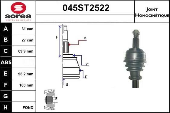 STARTCAR 045ST2522 - Joint Kit, drive shaft autospares.lv