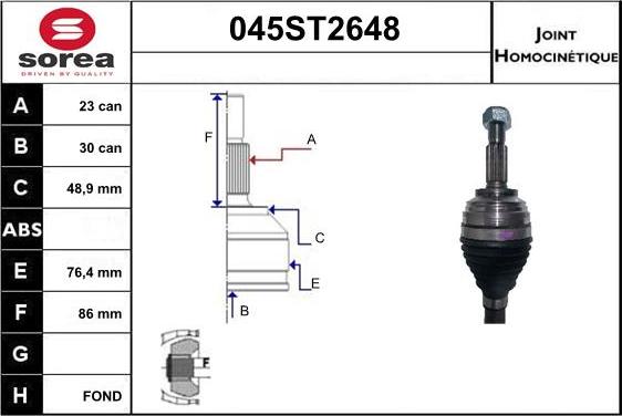 STARTCAR 045ST2648 - Joint Kit, drive shaft autospares.lv