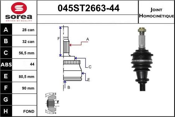 STARTCAR 045ST2663-44 - Joint Kit, drive shaft autospares.lv