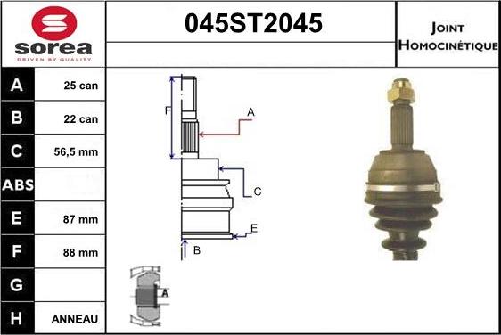 STARTCAR 045ST2045 - Joint Kit, drive shaft autospares.lv