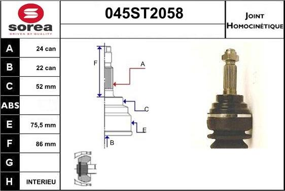 STARTCAR 045ST2058 - Joint Kit, drive shaft autospares.lv