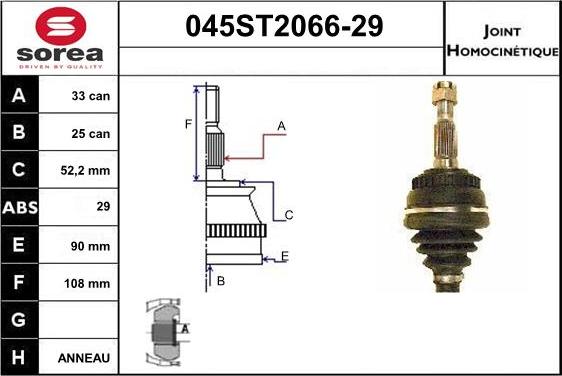 STARTCAR 045ST2066-29 - Joint Kit, drive shaft autospares.lv